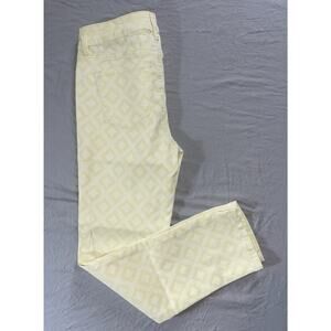 NYDJ 'Ankle' Tapered 5-Pocket Stretch Jeans. Yellow Geometric, Women's 2. MINT!!